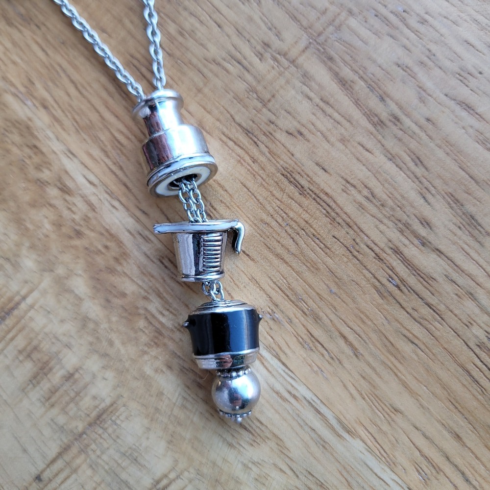 Unique Silver Tone Coffee Maker Charm‎ Pendant Necklace for Women